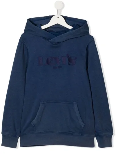 Levi's Kids' Logo-embroidered Hoodie In Blue