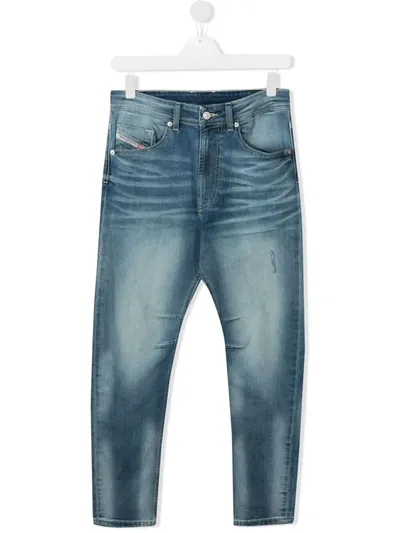 Diesel Kids' Stonewashed Skinny Jeans In Blue