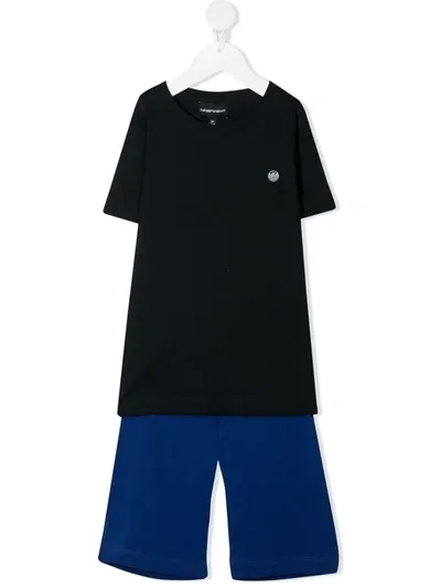 Emporio Armani Kids' T-shirt And Shorts Set In Blue