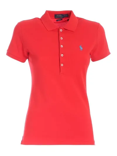 Polo Ralph Lauren Light Blue Logo Polo Shirt In Red