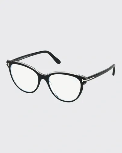 Tom Ford Cat-eye Acetate Optical Frames In Black