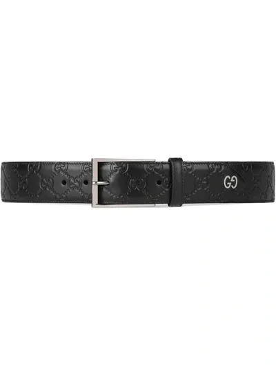 Gucci Signature Belt With Gg Detail In Black