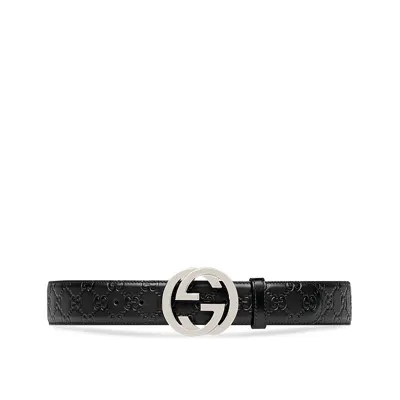 Gucci Signature Leather Belt In Black