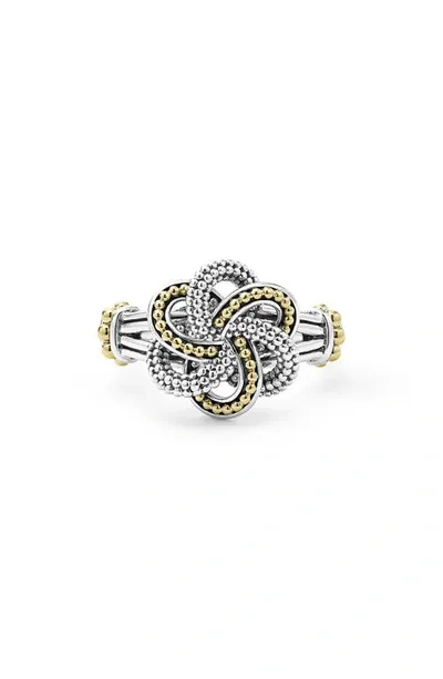 Lagos Sterling Silver & 18k Yellow Gold Love Knot Ring In Two Tone