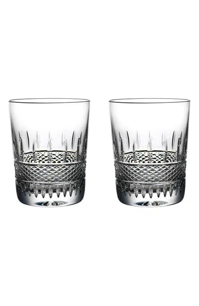 Waterford Irish Lace Set Of 2 Lead Crystal Double Old Fashioned Glasses In Clear