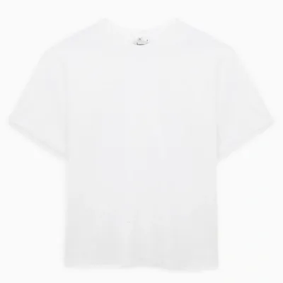 Lownn Cotton Crewneck T-shirt W/back Logo In White