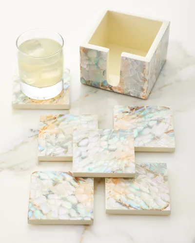 Ladorada Mother Of Pearl 4-piece Natural Coaster Set