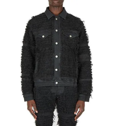 Alyx X Blackmeans Shred-detail Denim Jacket In Blk0001 Black