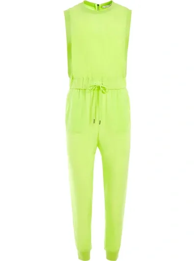 Alice And Olivia Zila Sleeveless Jumpsuit With Rib Trim In Neon Key Lime