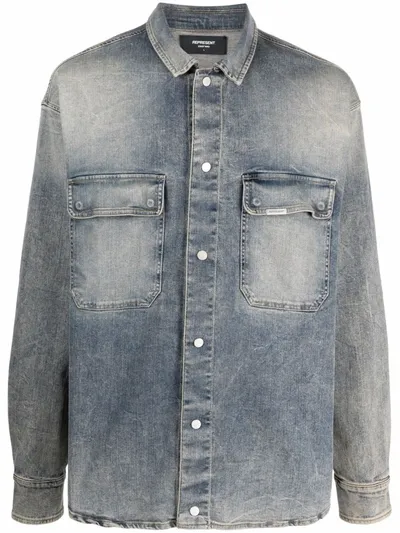 Represent Long-sleeved Denim Shirt In Blue