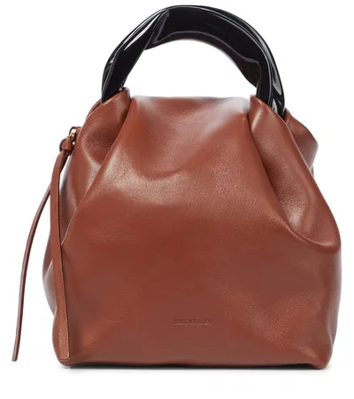 Jil Sander Small Leather Tote In Brown