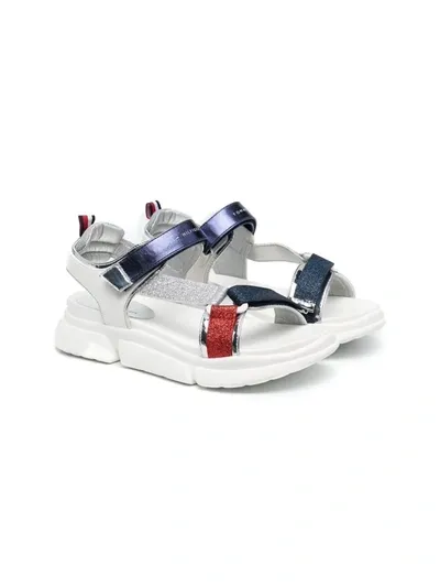 Tommy Hilfiger Junior Teen Glitter Touch-strap Sandals In Blue