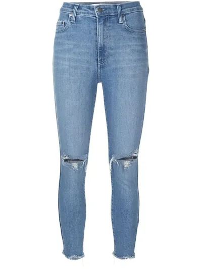 Nobody Denim Siren Ripped Cropped Jeans In Blau