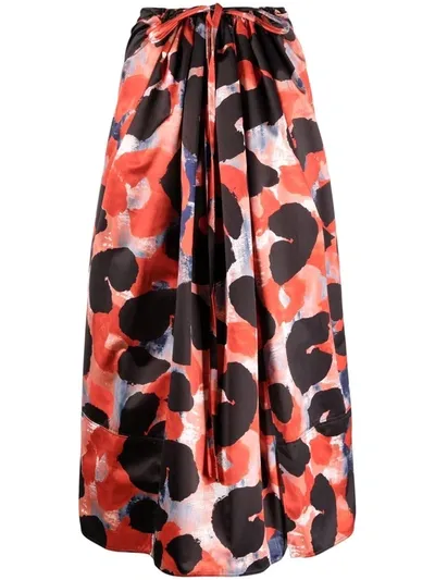 Marni Abstract Pattern Midi Skirt In Black