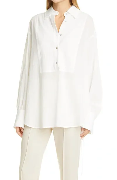 Vince Tie-back Cotton Button-front Shirt In Optic White