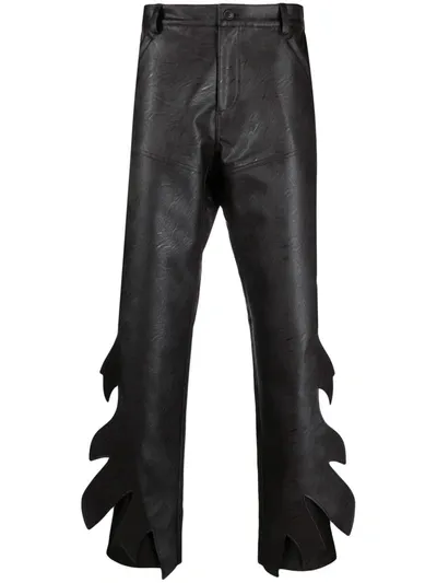 Y/project Flame Faux-leather Trousers In Brown