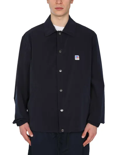 Hugo Boss Relaxed Fit Jacket With Boss X Russell Athletic Logo In Blue