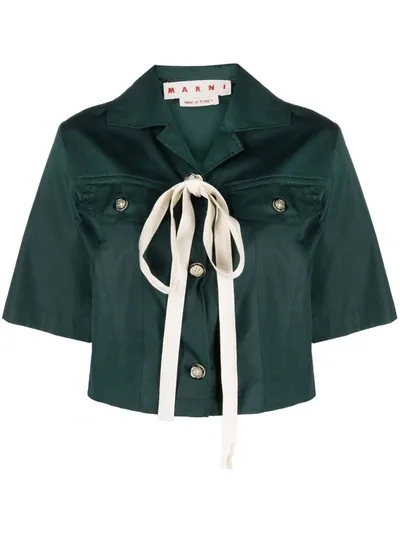 Marni Bow Detail Shirt In Green