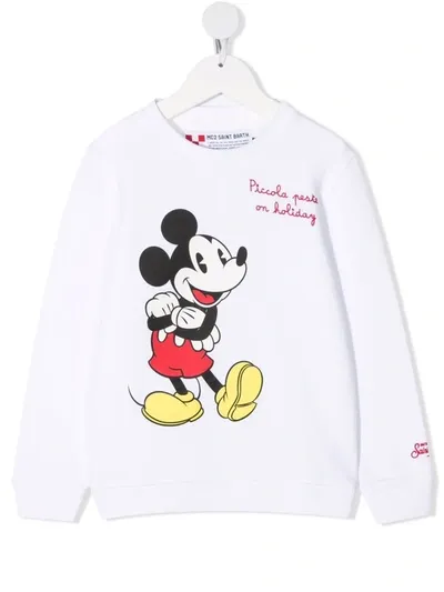 Mc2 Saint Barth Teen Charlie Mickey Cotton Sweatshirt In Weiss