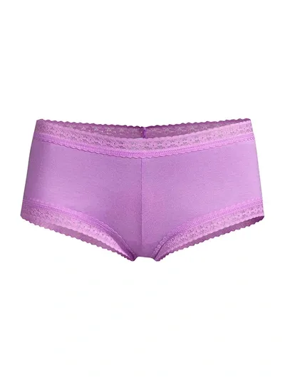 Hanky Panky Dream Lace Trim Modal Boyshorts In Berry Pie