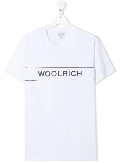 Woolrich Teen Thin Strip Logo T-shirt In White