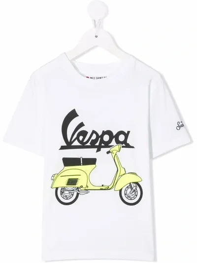 Mc2 Saint Barth Teen Vespa-motif Cotton T-shirt In White