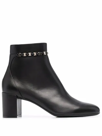 Ferragamo Vara Chain Leather Boots In Black