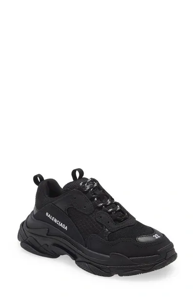 Balenciaga Kids' Faux Leather Lace-up Sneakers In Black