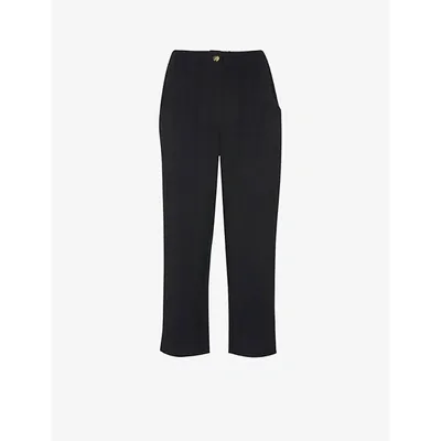 Whistles Womens Black Easy Cropped High-rise Woven Trousers 16