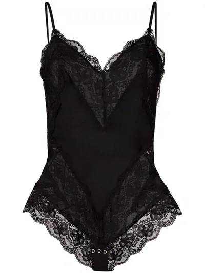 Zimmermann Botanica Lace-trimmed Cotton-voile Bodysuit In Black