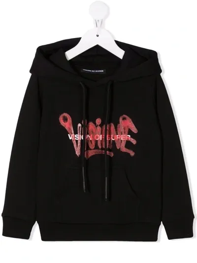 Vision Of Super Teen Graffiti Logo Hoodie In Black