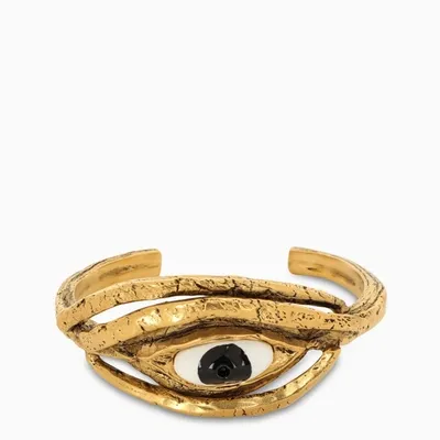 Saint Laurent Gold-tone Brass Eye Bracelet In Metal