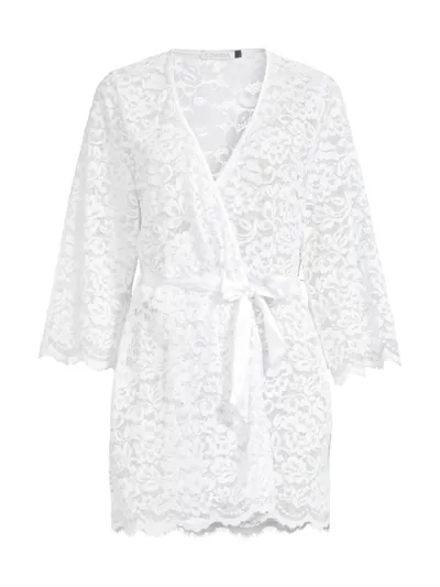 Cosabella Magnolia Short Lace Robe In White