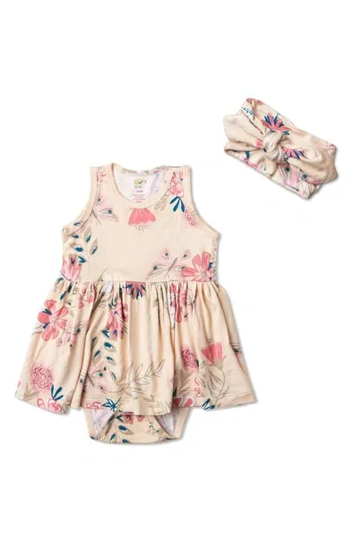 Baby Grey By Everly Grey Skirted Bodysuit & Headband Set In Wild Flower