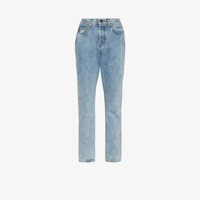 Wardrobe.nyc Stone-washed Tapered-leg Jeans In Blue