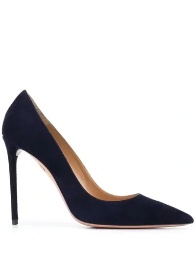 Aquazzura Navy Suede Purist Pumps In Blue