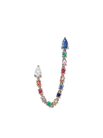 Anita Ko 18k Rose Gold, Multicolor Sapphire & Diamond Double Piercing Earring Loop