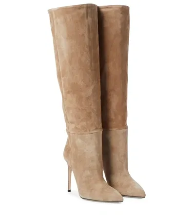 Paris Texas Knee-high Suede Boots In Nude