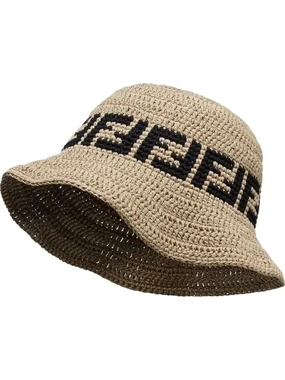 Fendi Ff Motif Crochet-design Hat In Neutral