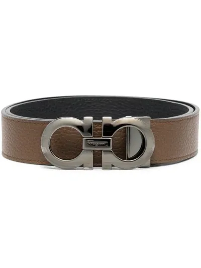 Ferragamo Muflone Reversible Belt In Black