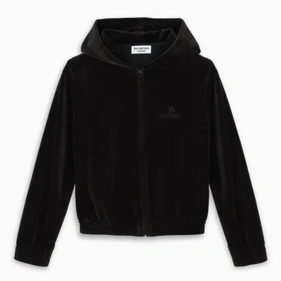 Balenciaga Black Velvet Zipped Sweatshirt