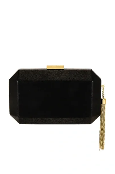 Olga Berg Lia Facetted Clutch With Tassel In Black