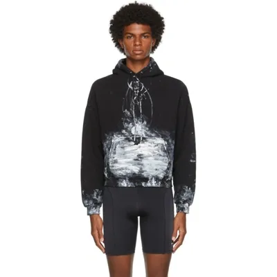 Balenciaga Paint-splattered Cotton-jersey Hoodie In Black White