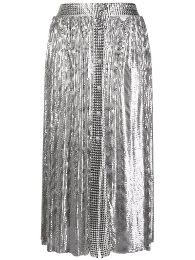 Rabanne New Mesh Kaftan Knee Length Skirt In Silver