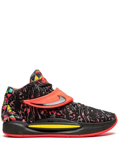 Nike Kd14 High-top Sneakers In Black,yellow Strike,bright Crimson