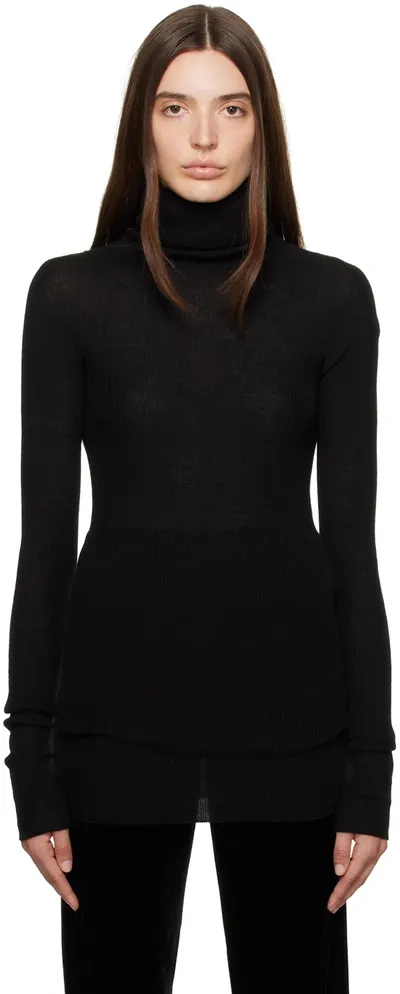 Rick Owens Ribbed-knit Longsleeved Tube Top In Black