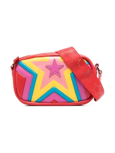 Stella Mccartney Kids' Star Faux Leather Shoulder Bag In Red