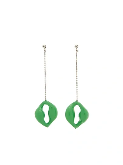 Chloé Womens Carribean Green Shell Enamel-coated Brass Earrings