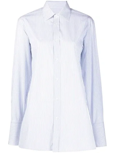 Maison Margiela Striped Cotton Poplin Shirt In 蓝色,白色