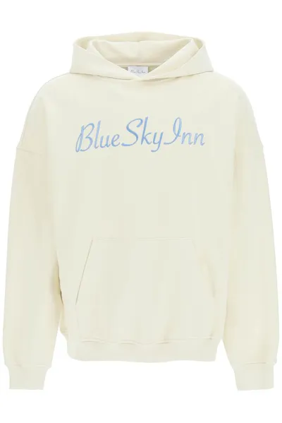 Blue Sky Inn Logo-embroidered Oversized Cotton-jersey Hoody In Cream